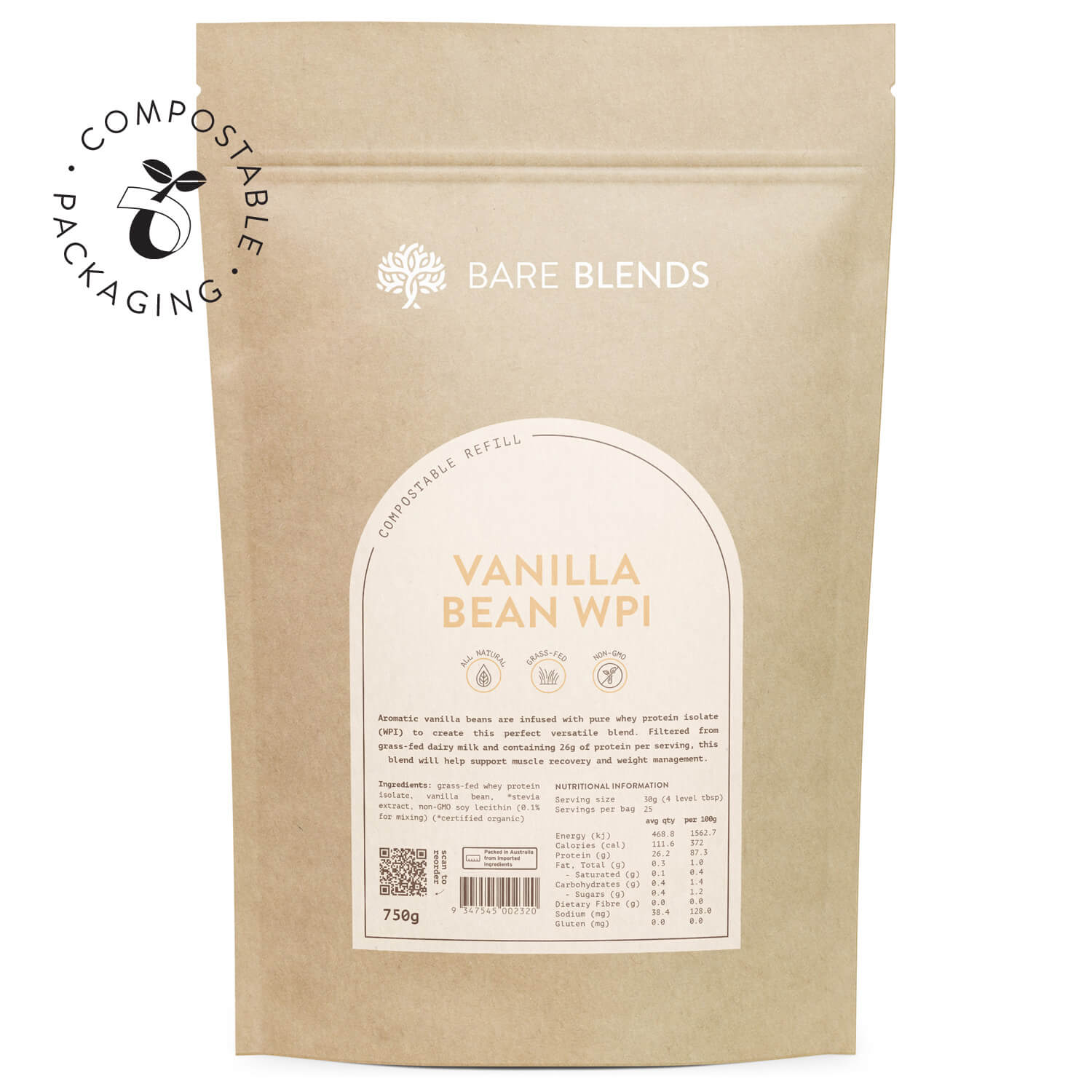 Bare Blends WPI Vanilla | Whey Protein Vanilla Bean