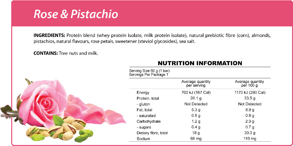 Smart Protein Bar Rose and Pistachio