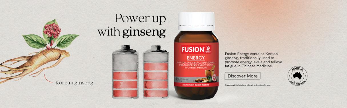 Fusion Energy includes Korean ginseng, which is traditionally used to enhance energy levels and relieve tiredness in Chinese medicine.