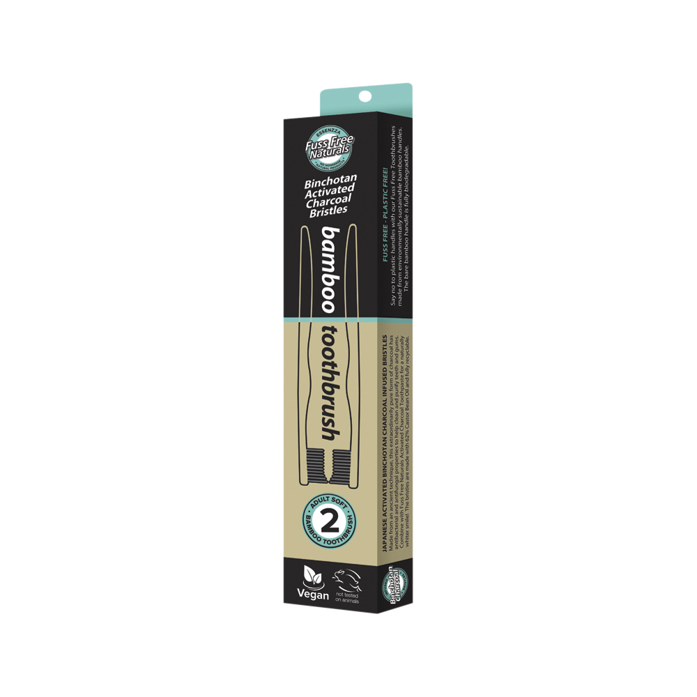 Ess FF Toothbrush Bamboo Activ Charcoal Soft 2pk