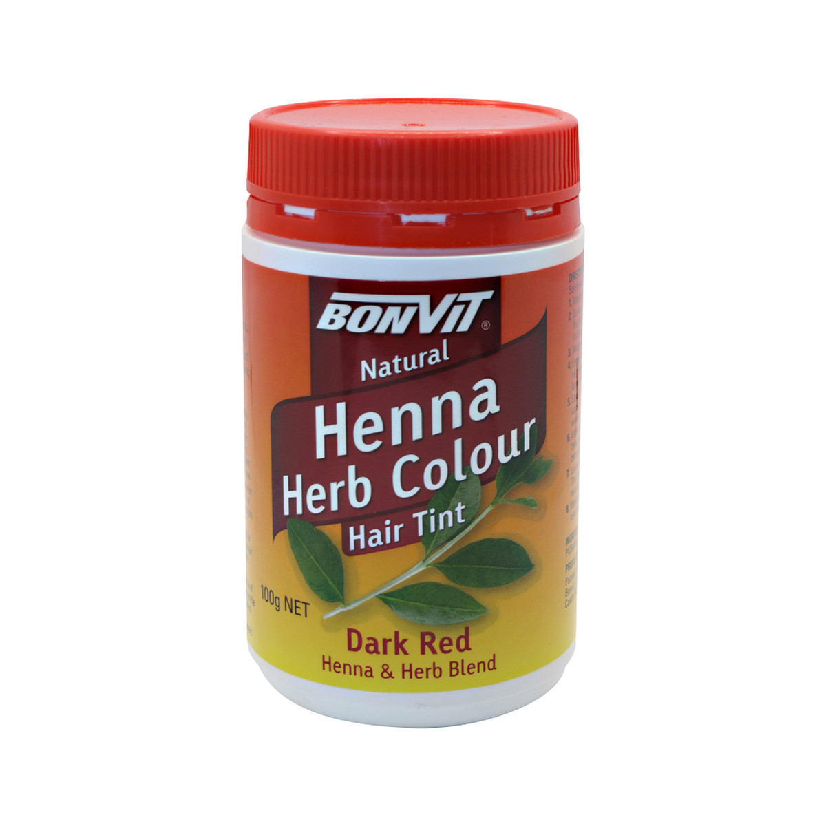 Bonvit Henna Herb Colour Hair Tint Dark Red 100g