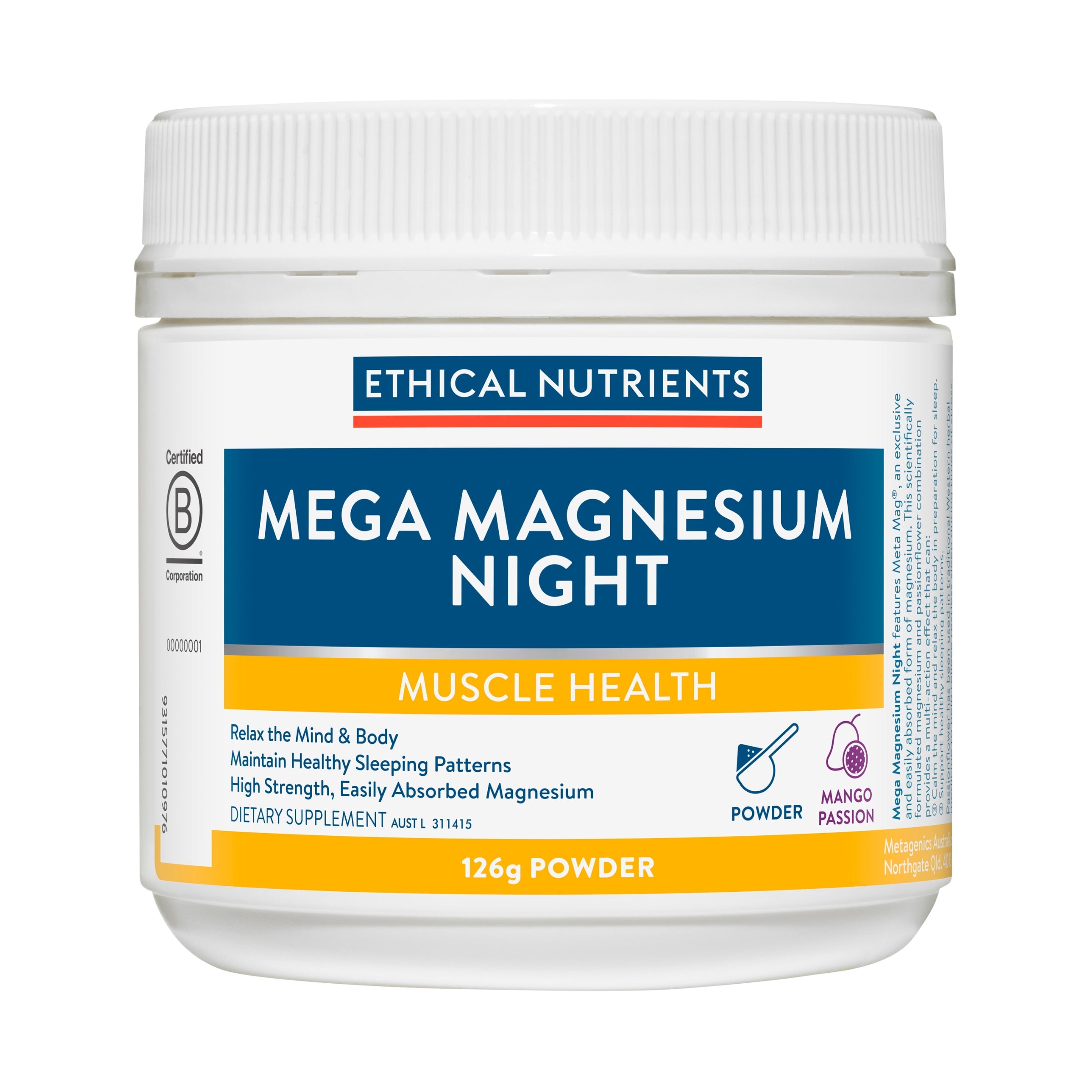Ethical Nutrients Mega Magnesium Night 126g Powder