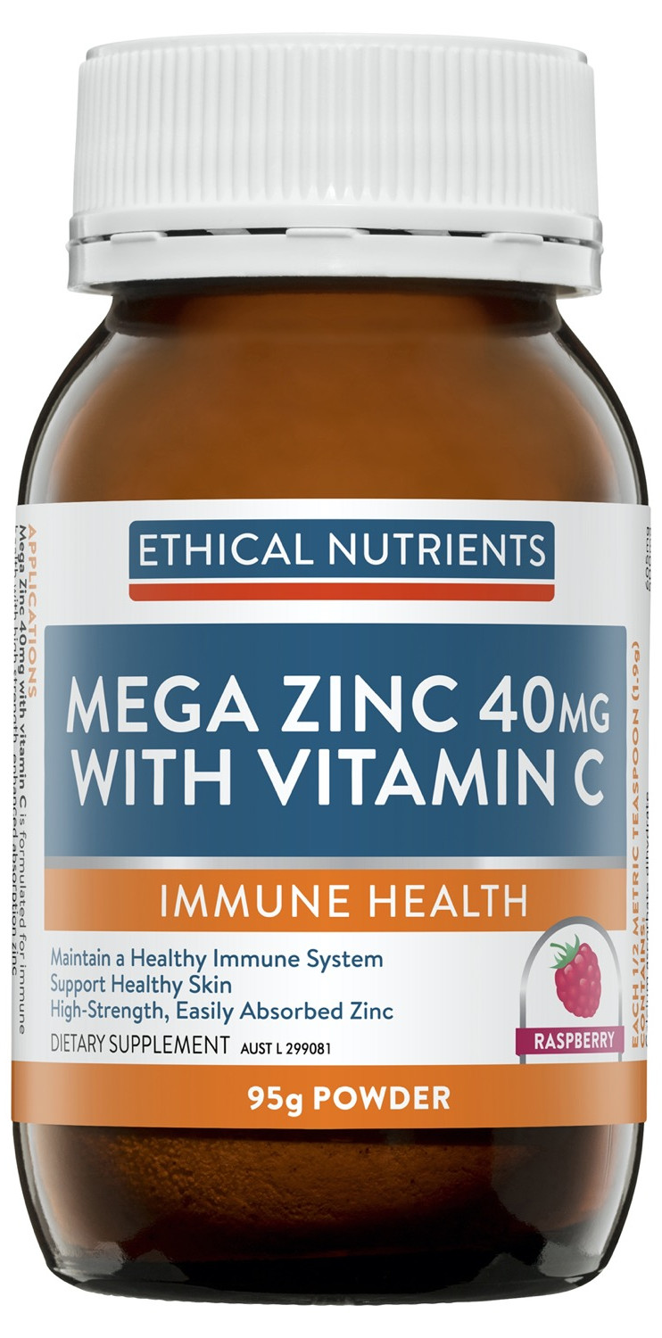 Ethical Nutrients Mega Zinc 40mg Raspberry Powder