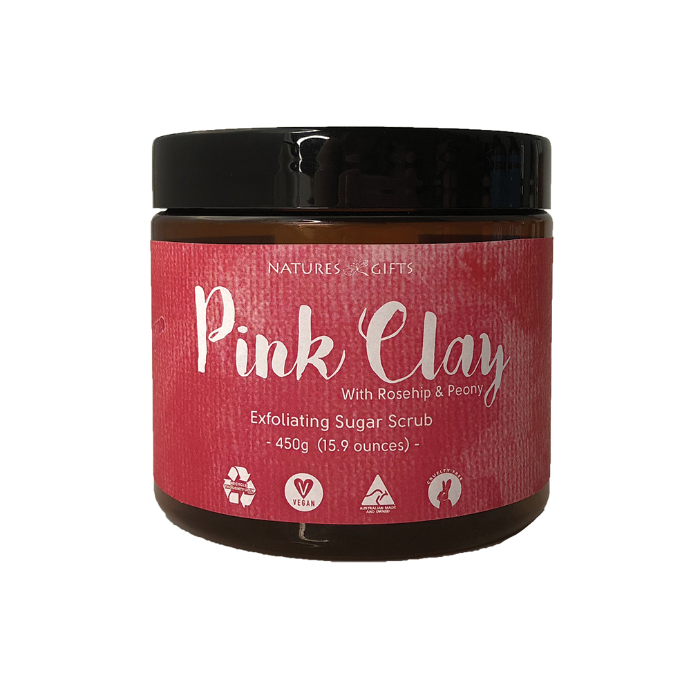 Clover Fields N. Gifts Pink Clay Exfol Sugar Scrub 450g