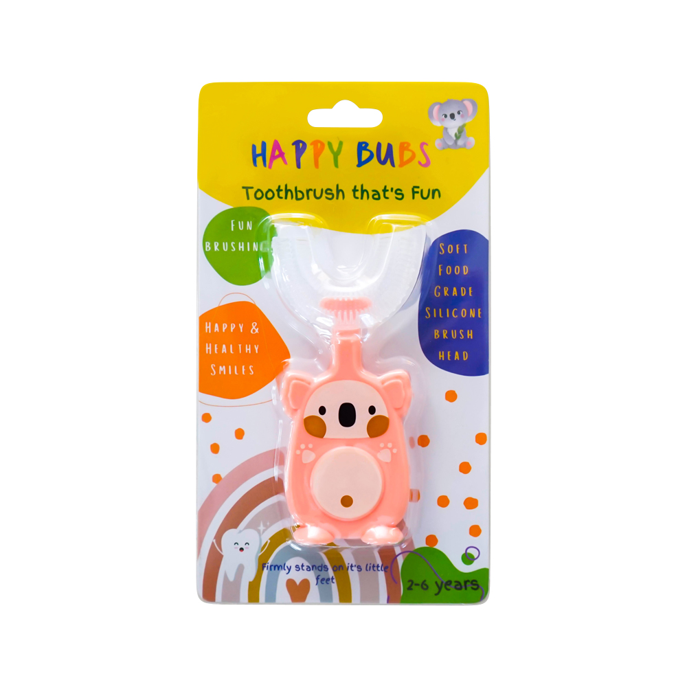 Happy Bubs Toothbrush Silicon U Shape Bear Pink