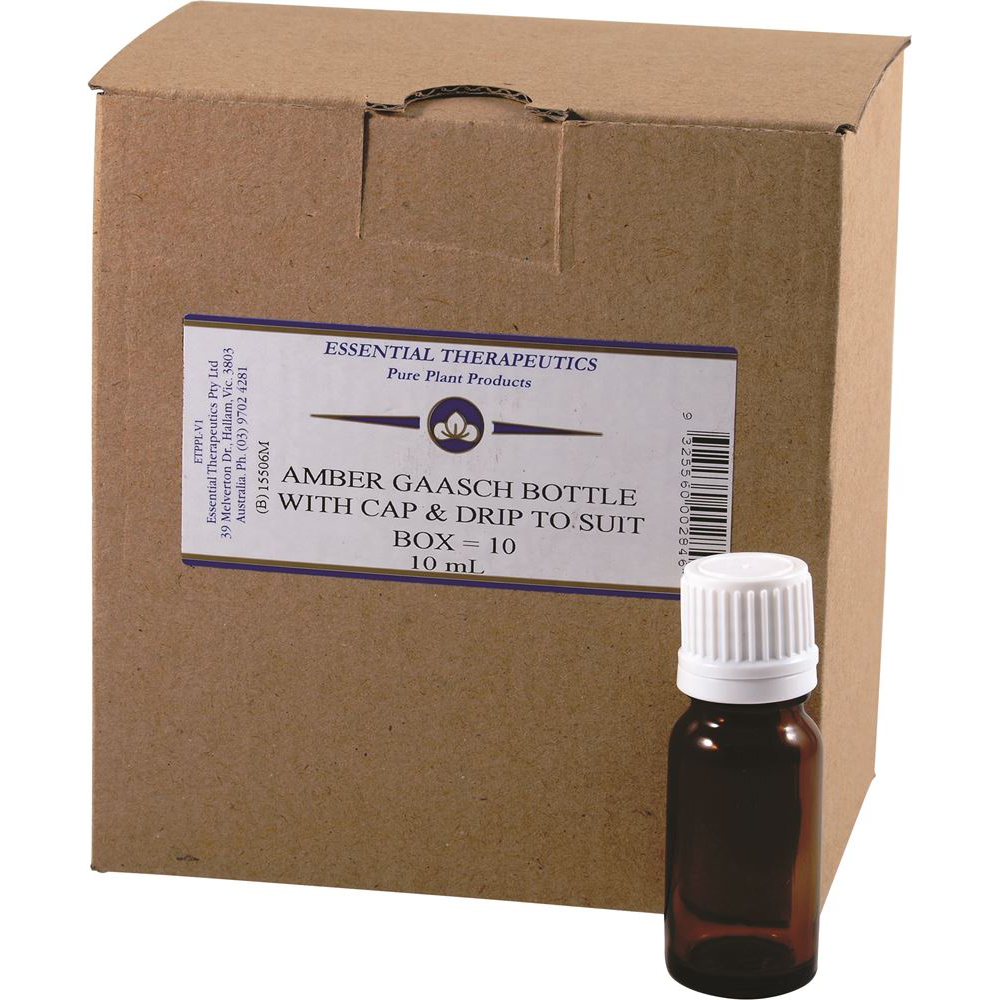Essential Therapeutics Bottle Glass Amber 10ml w Dropper Insert 10Pk