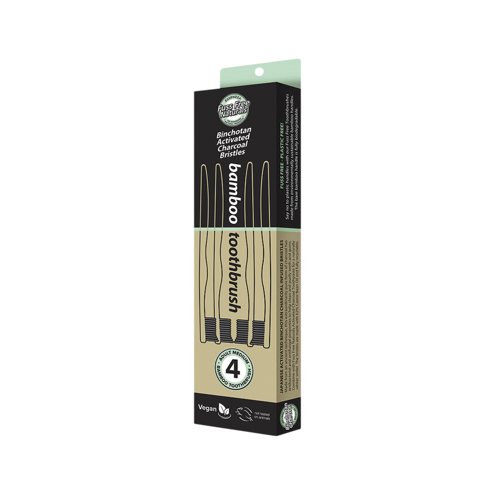 Ess FF Toothbrush Bamboo Activ Charcoal Medium 4pk