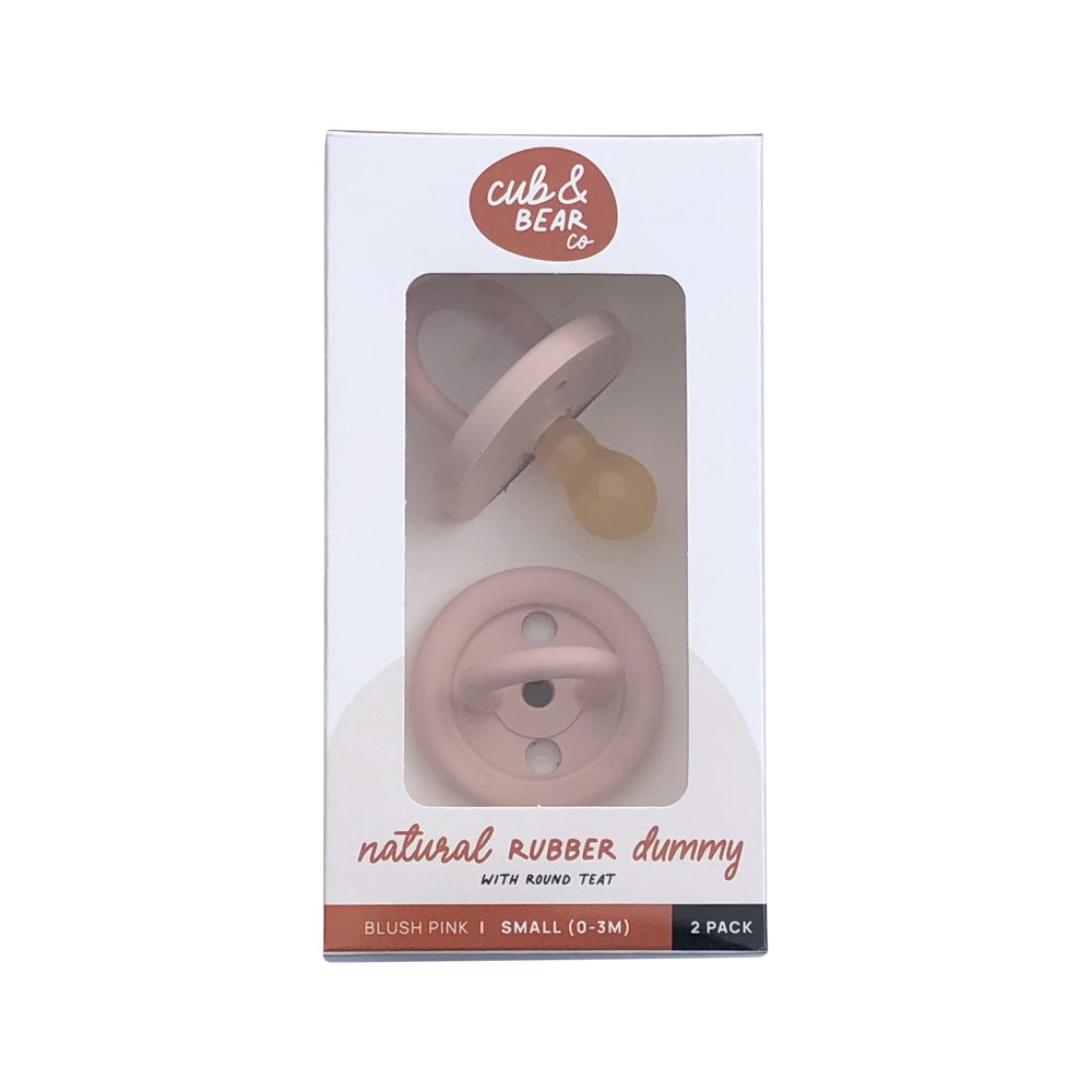 Cub Bear Co Rubber Dummy Round Small Pink Twin