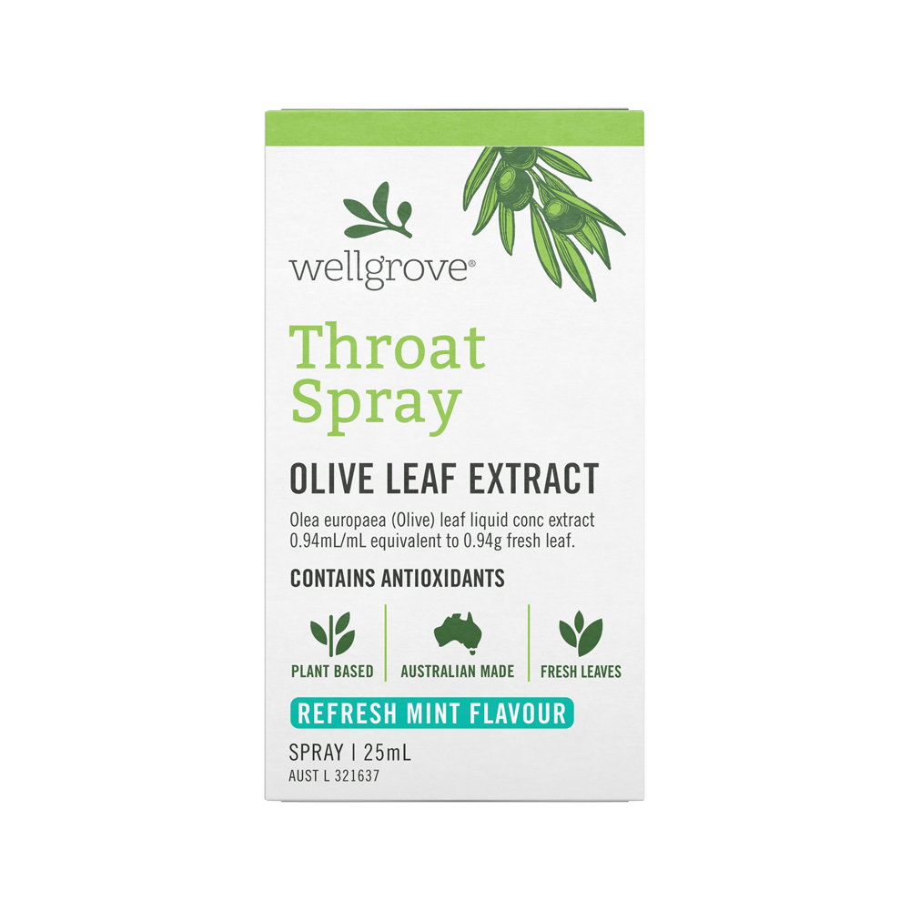 Wellgrove Olive Leaf Extract Throat Spray Refresh Mint 25ml