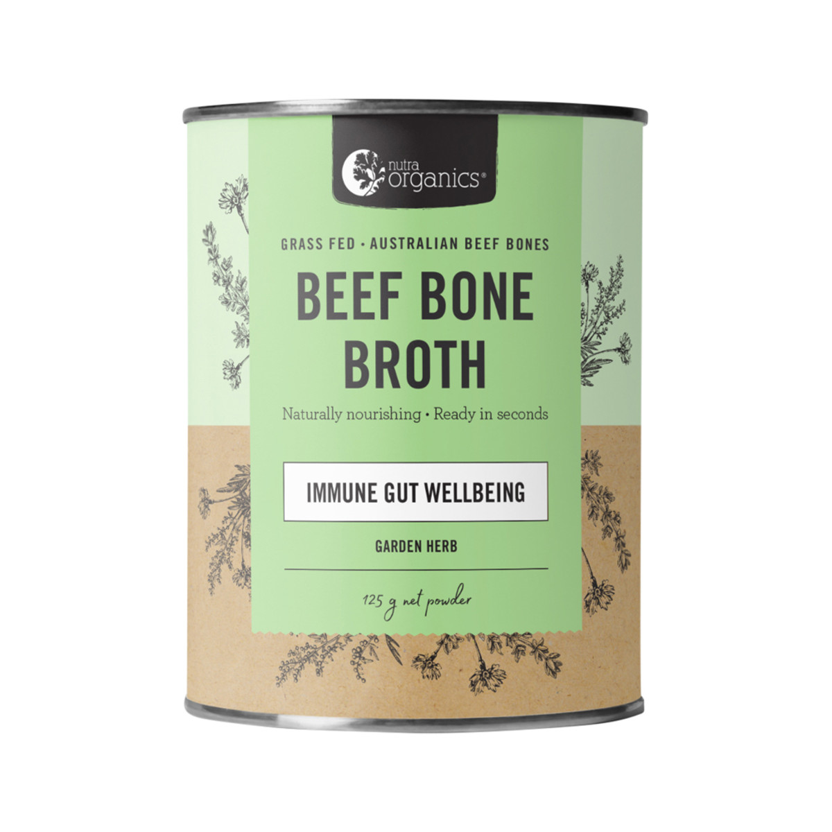 Nutra Organics Beef Bone Broth Powder - Herb & Garlic