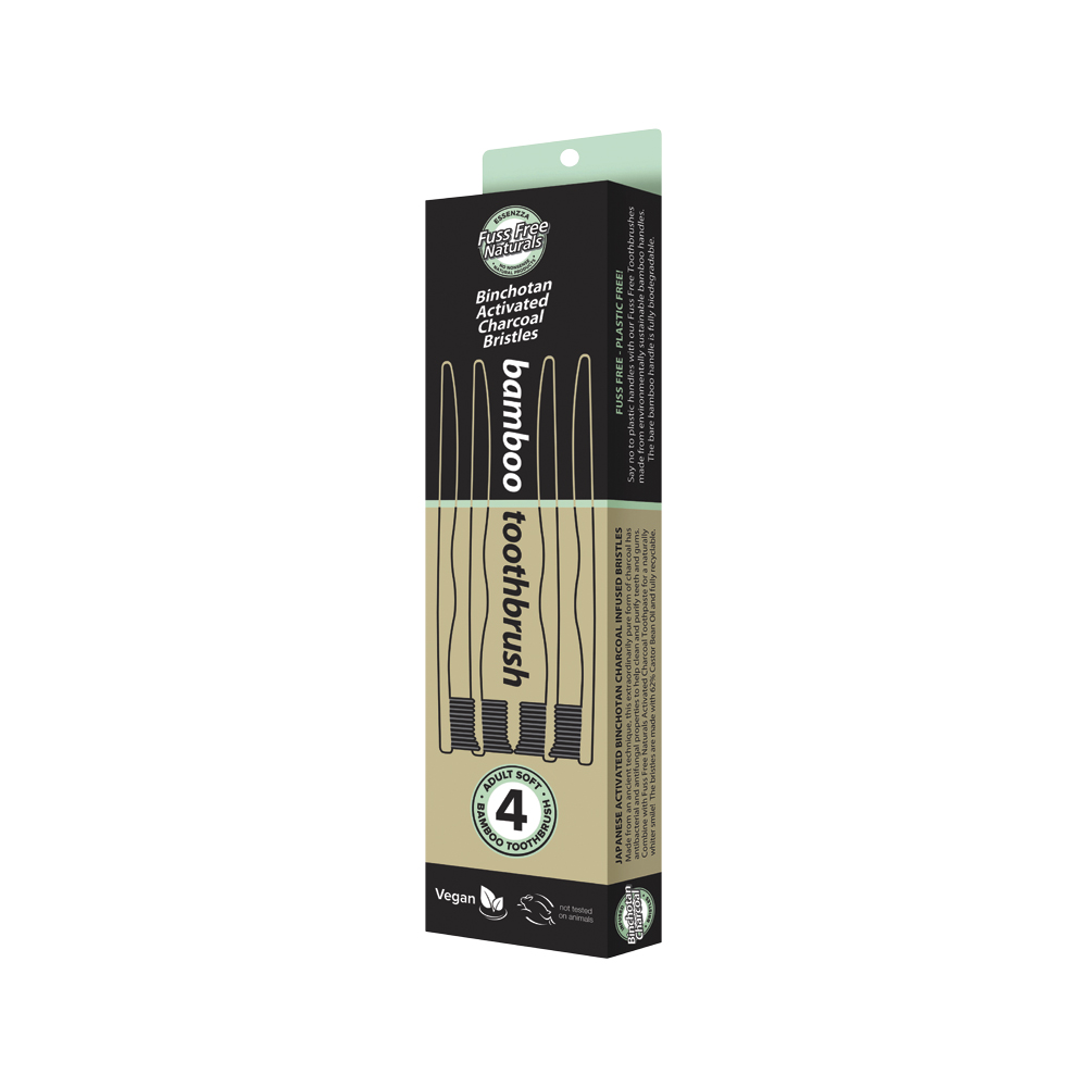 Ess FF Toothbrush Bamboo Activ Charcoal Soft 4pk